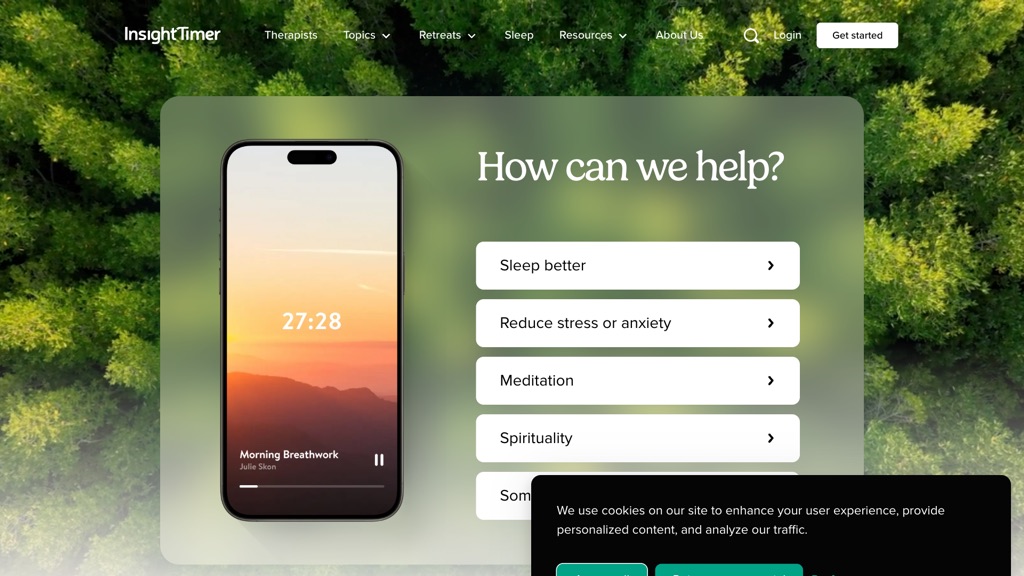 Insight Timer website home page